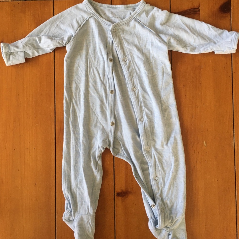 Two Cozy baby blue sleeper one by Sweet Bamboo
